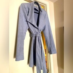 Women’s Large faux suede light blue jacket.